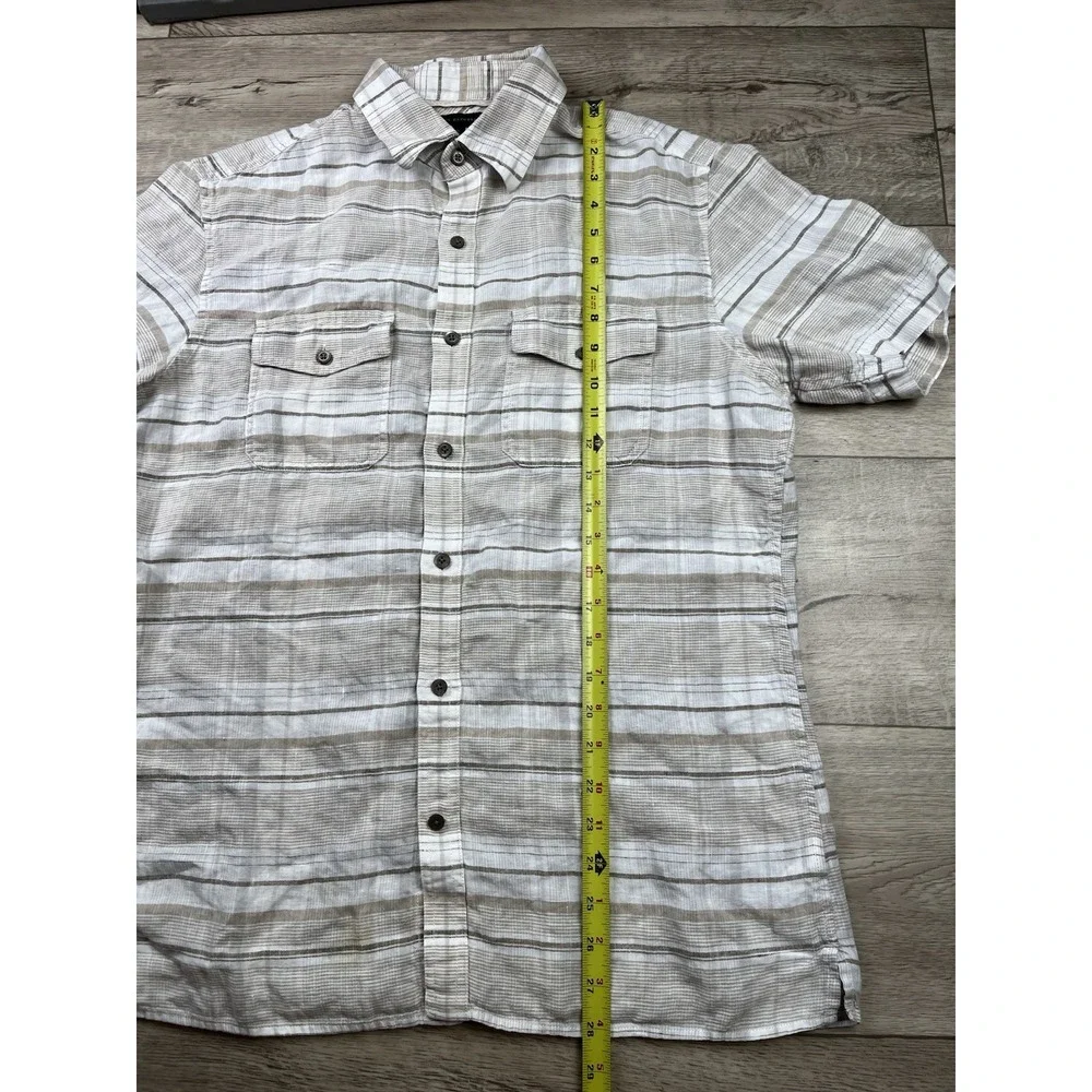 Banana Republic Men's Medium 100% Linen Short Sleeve Shirt Coastal Beige Brown